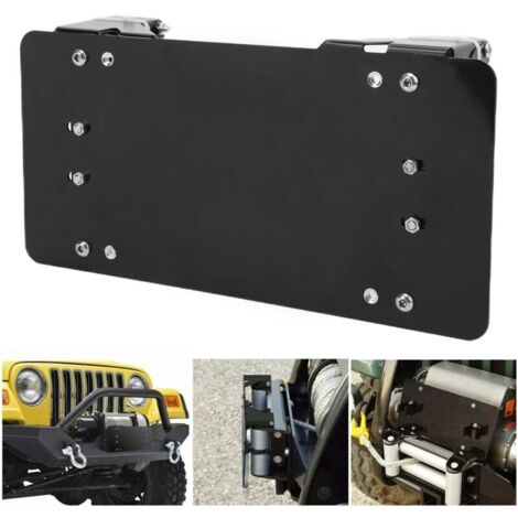 Supporto per targa in acciaio inox nero Eosnow con staffa per verricello per auto, camion e motociclette