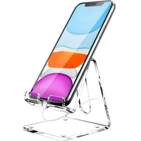 Supporto per telefono, accessori da scrivania - supporto per telefono in acrilico trasparente, per iPhone e telefoni da 4-8 pollici. Adatto per iPhone e telefoni da 4-8 pollici.