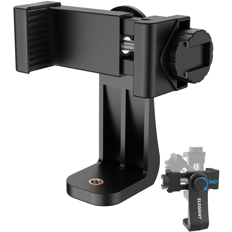 Image of Supporto per telefono, adattatore per treppiede, supporto per fotocamera digitale girevole con foro per vite 1/4, morsetto regolabile, rotazione 360