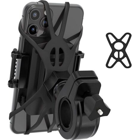 Supporto per telefono da bicicletta, girevole a 360°, ABS/silicone, nero