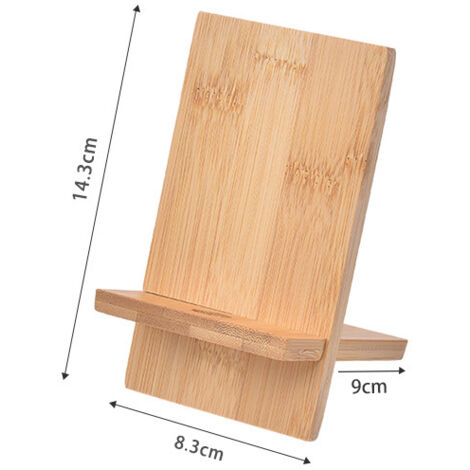Supporto per telefono da scrivania in bambù con foro di ricarica, supporto portatile in legno per iPhone, iPad, desktop, tablet