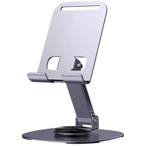 Supporto per telefono e tablet per ufficio, rotazione a 360°, base girevole, supporto per tablet, supporto portatile in alluminio, accessori per ufficio a domicilio regolabili