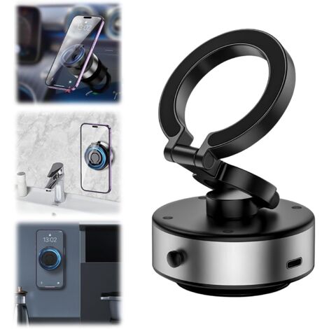 Supporto per telefono magnetico, supporto per auto ad adsorbimento per specchio in vetro sottovuoto, supporto universale a ventosa magnetica ruotabile a 720° per iPhone, Android e smartphone
