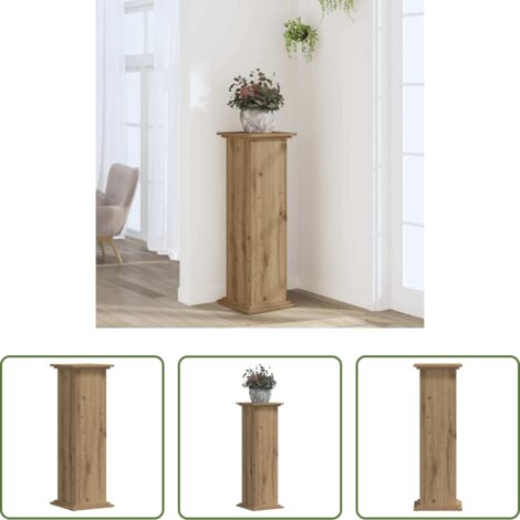 Supporto per vasi -  Supporto per Piante Rovere Artigianale 33x33x100 cm Truciolato