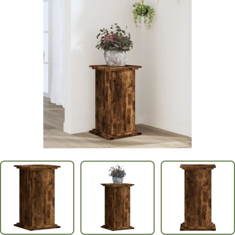 Supporto per vasi -  Supporto per Piante Rovere Fumo 33x33x60 cm Legno Multistrato