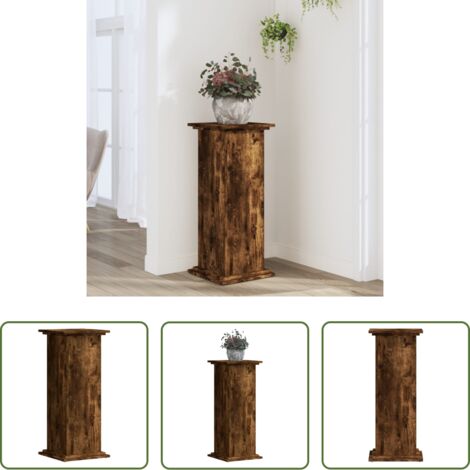 Supporto per vasi -  Supporto per Piante Rovere Fumo 33x33x80 cm Legno Multistrato
