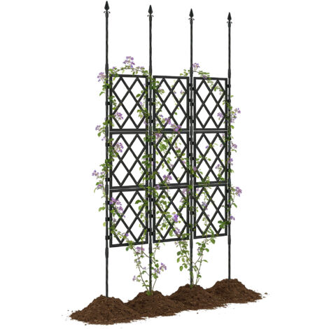 Supporto pieghevole per piante rampicanti con motivo a rombi, traliccio da giardino in metallo, 85 x 197 cm, nero