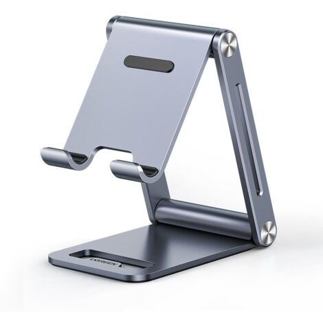 Supporto pieghevole solido per telefono e tablet, metallo, alluminio, grigio