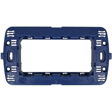 Supporto placca interruttore muro blu placca 4 posti compatibile living