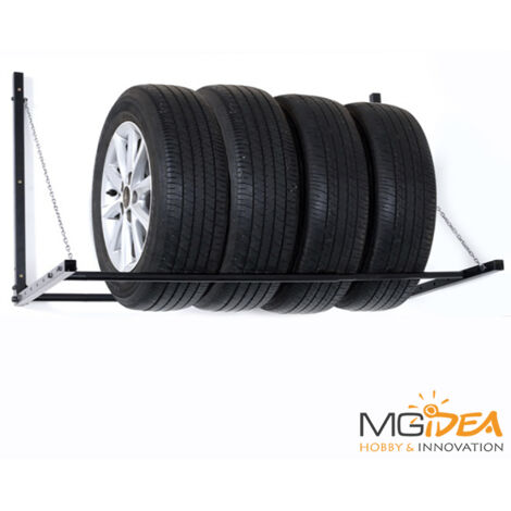 SUPPORTO PORTA GOMME PNEUMATICO AUTO MACCHINA GARAGE DA PARETE MURO SCAFFALE