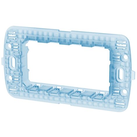Supporto portafrutti 4 moduli 504 in plastica trasparente azzurro compatibile anche con BTicino Livinglight