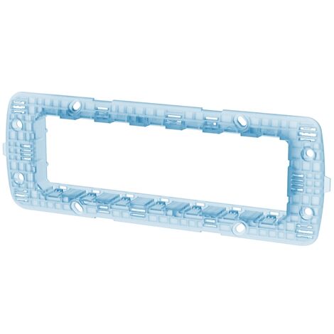 Supporto portafrutti 7 moduli 506 in plastica trasparente azzurro compatibile anche con BTicino Livinglight