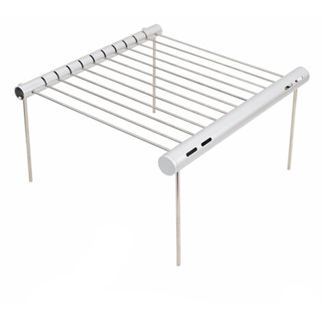 Supporto portatile in acciaio inox per barbecue all'aperto, ideale per campeggio, picnic e pesca.
