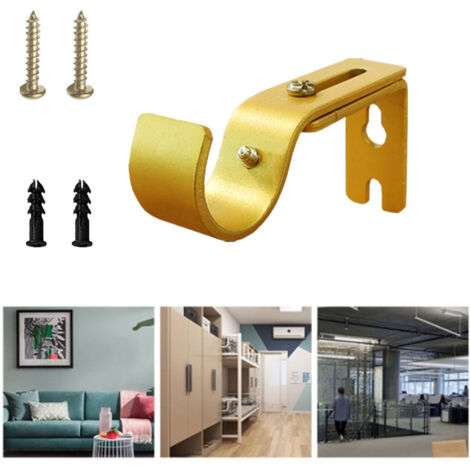 Supporto regolabile e robusto per asta per tende, 1 pezzo, compatibile con aste per tende da 25 mm, facile da installare, color oro.