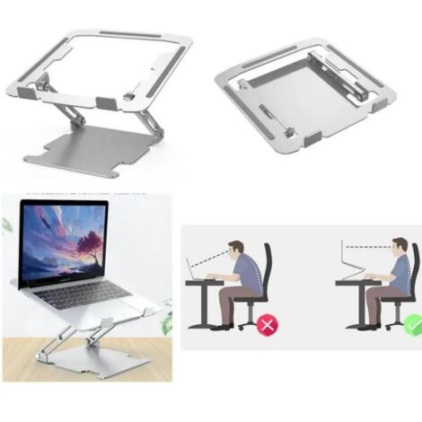 Supporto regolabile in altezza, supporto per tablet, supporto per telefono, pieghevole, argento