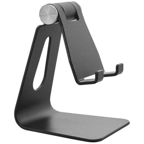 Supporto regolabile per cellulare in lega di alluminio, supporto da tavolo in metallo per telefono, supporto per smartphone, nero