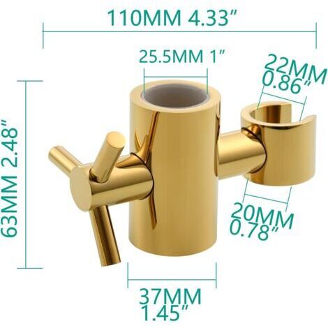Supporto regolabile per soffione doccia da 25 mm in ottone, ideale per il bagno, con finitura oro titanio.