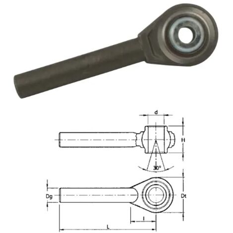 Supporto rotula gambo tondo Cat.1 foro 19-32mm L 225-270mm Dt 62-96mm - 51060