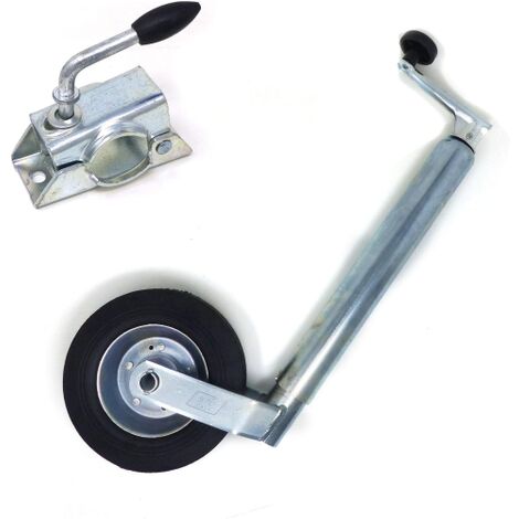 Supporto + Ruota Ruotino Sollevamento Carrello Appendice Rimorchio Roulotte Registrabile 48 Mm