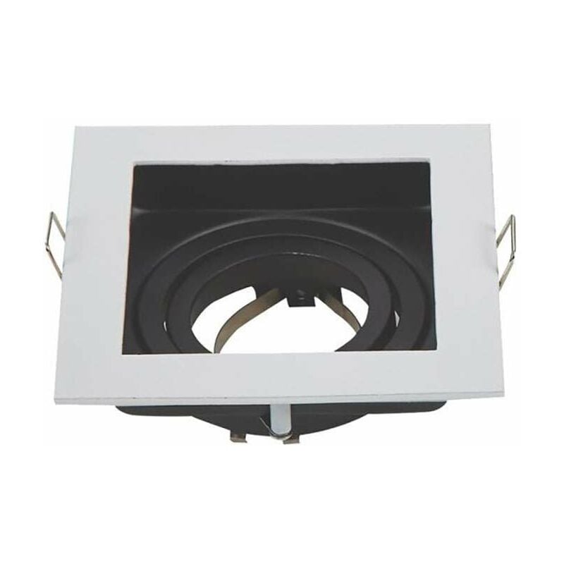 Image of Optonica - Supporto Spot da Incasso GU10/MR16 Quadrato Bianco e Nero 100x100mm Max 35W con Testa Inclinabile