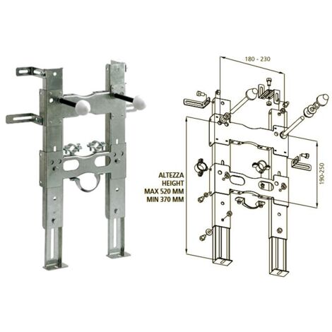 Supporto staffa premontata versione bidet per il solo fissaggio di bidet sospesi. Portata 400 Kg 01PREMB