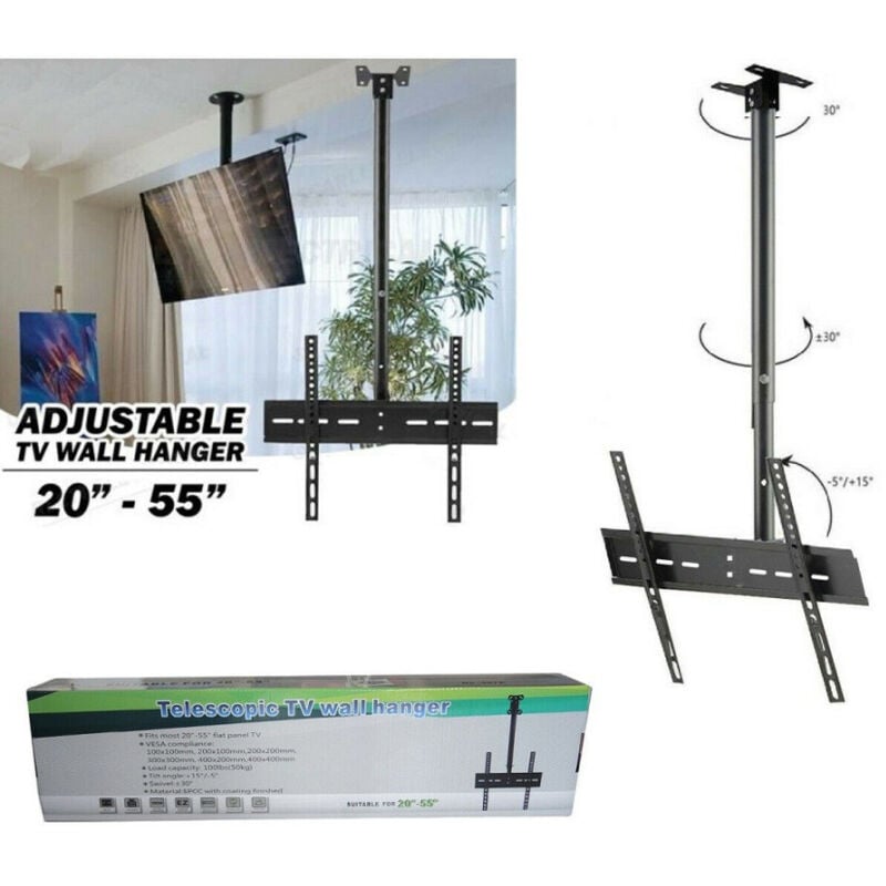 Trade Shop - Supporto Staffa Tv Televisore Lcd Plasma Led Da 20 a 55 Pollici Da Soffitto 807a -
