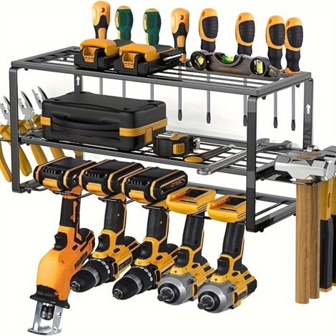 Supporto Trapano 5 Posti – Porta Utensili Parete, Scaffale 3 Livelli