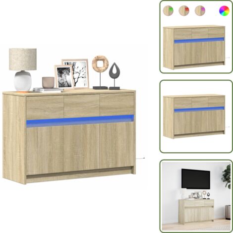 Supporto TV con luci LED - vidaXL Mobile Porta TV con LED Rovere Sonoma 91x34x61 cm in Truciolato - Mobile TV Rovere Sonoma