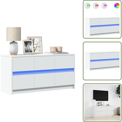 Supporto TV con Luci - vidaXL Mobile Porta TV con LED Bianco 100x34x50 cm in Truciolato - Mobile TV con Spazio per Oggetti
