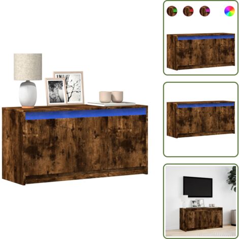 Supporto TV con luci - vidaXL Mobile Porta TV con LED Rovere Fumo 100x34x50 cm in Truciolato - Mobile TV Rovere Fumo