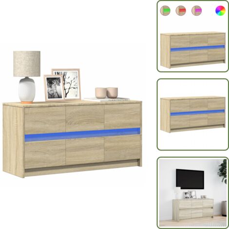 Supporto TV con Luci - vidaXL Mobile Porta TV con LED Rovere Sonoma 100x34x50cm in Truciolato - Mobile TV Rovere Sonoma