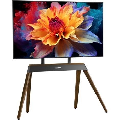 Supporto TV da Pavimento per TV da 40-86 Pollici con Gambe in Legno di massiccio