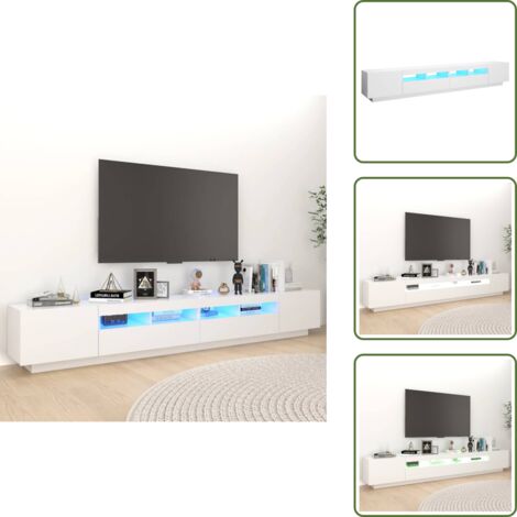 Supporto TV moderno - vidaXL Mobile Porta TV con Luci LED Bianco 260x35x40 cm - Mobile TV con LED