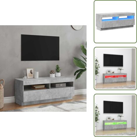 Supporto TV moderno - vidaXL Mobile Porta TV con Luci LED Grigio Cemento 100x35x40 cm - Mobile TV con luci LED