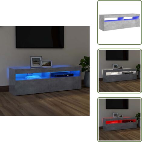 Supporto TV moderno - vidaXL Mobile Porta TV con Luci LED Grigio Cemento 120x35x40 cm - Mobile TV con LED