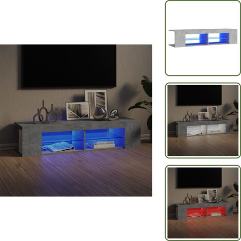 Supporto TV moderno - vidaXL Mobile Porta TV con Luci LED Grigio Cemento 135x39x30 cm - Mobile TV con LED