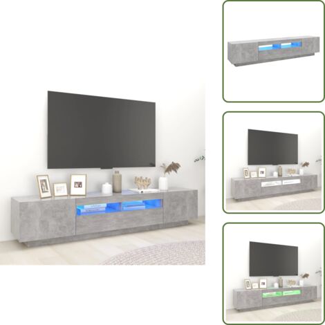 Supporto TV moderno - vidaXL Mobile Porta TV con Luci LED Grigio Cemento 200x35x40 cm - Mobile TV con LED