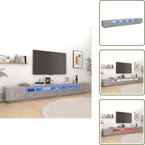 Supporto TV moderno - vidaXL Mobile Porta TV con Luci LED Grigio Cemento 300x35x40 cm - Mobile con LED RGB