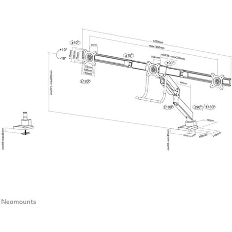 Supporto TV Neomounts NM-D775DX3WHITE 17" 27" 6 Kg