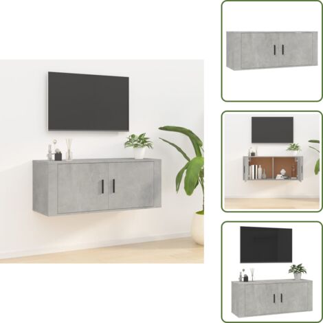 Supporto TV - vidaXL Mobile Porta TV a Parete Grigio cemento 100x34,5x40 cm - Arredamento moderno