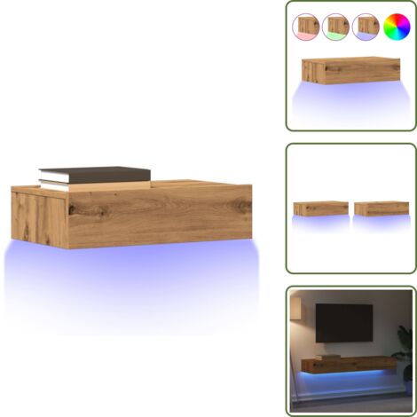 Supporto TV - vidaXL Mobili Porta TV Luci LED 2 pz Rovere Artigianale 60x35x15,5 cm - Design moderno