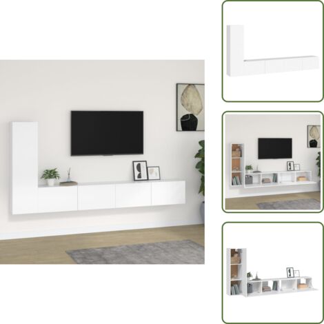 Supporto TV - vidaXL Set Mobili Porta TV 3 pz Bianco in Legno Multistrato - Mobile a muro