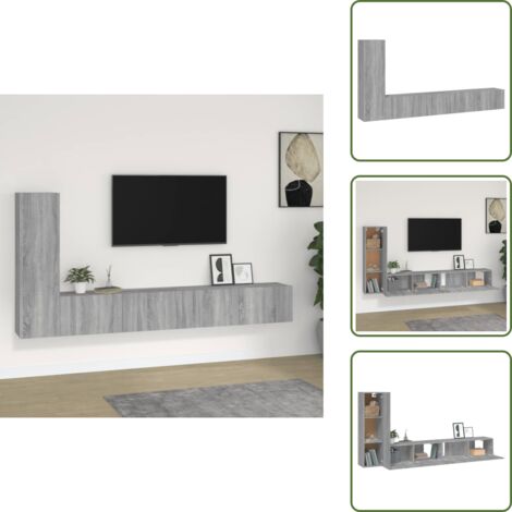 Supporto TV - vidaXL Set Mobili Porta TV 3 pz Grigio Sonoma in Legno Multistrato - Mobile in legno multistrato