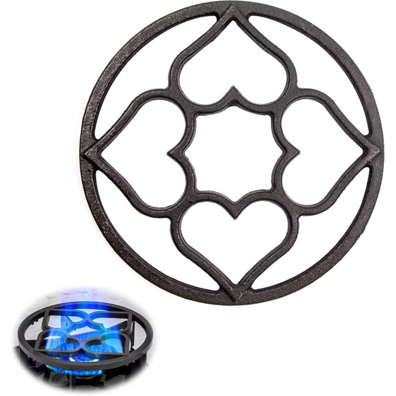 Supporto universale per piano cottura a gas da 19 cm con 8 asole di fissaggio alla base, compatibile con pentole piccole, padelle in ghisa, wok e