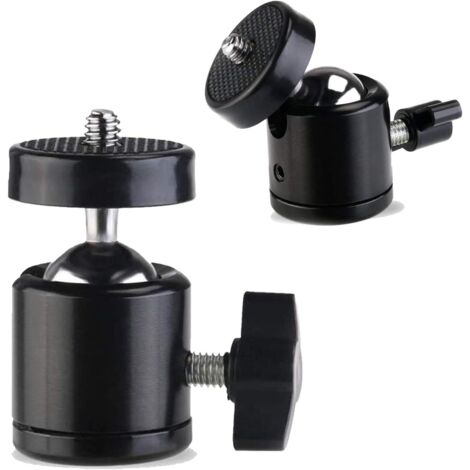 Luci Fisse O Flash UTEBIT Testa Sfera A 360 Gradi Per Treppiede Mini Ball Head In Metallo Con Attacco A Vite Da 1/4" Adattatore Per Fotocamera, DSLR, Flash, Monitor LCD - 2