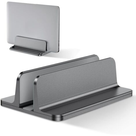 Supporto verticale per laptop, supporto in alluminio per laptop, supporto regolabile per laptop da tavolo, grigio