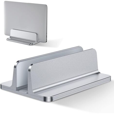Supporto verticale per laptop, supporto per laptop in alluminio, supporto regolabile per scrivania, argento