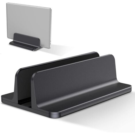 Supporto verticale per laptop, supporto per laptop in alluminio, supporto regolabile per scrivania, nero