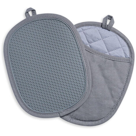 Supports À Casserole En Silicone - Résistant Jusqu'à 260 °C - Forme Ovale Avec Poche Et Doublure Quilting - Pour Cuisinière Et Plans De Travail - Lot De 2