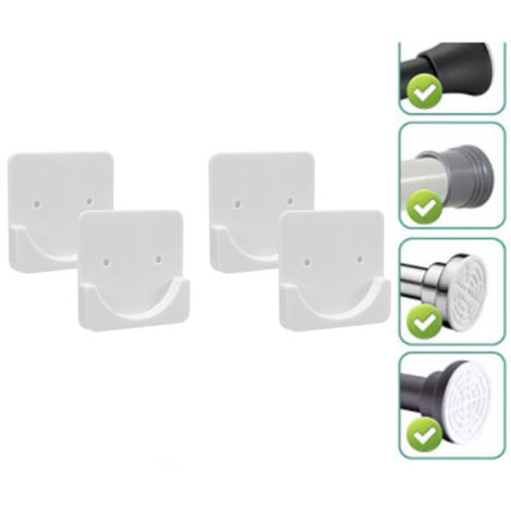 Supports adhésifs pour tringle à rideau de douche  Sans perçage  Tringle non incluse  Lot de 4 (blanc)